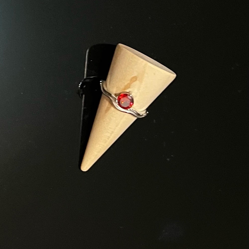 Jewelry/ Red Garnet Sterling Silver Adjustable Ring, 5mm Round Cut, Size 8 1/2"